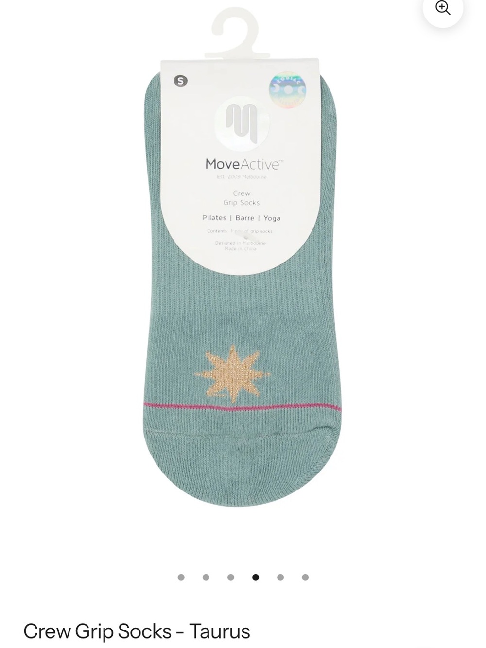 MoveActive Crew Grip Socks in Sage with Gold Star